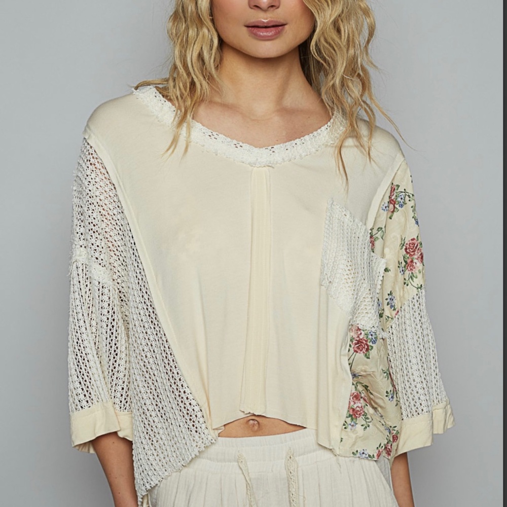 POL Cream Boxy Crop Blouse